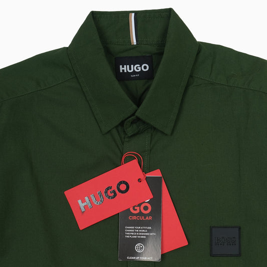 HUGO Circular Eco-Friendly Green Button-Up Shirt