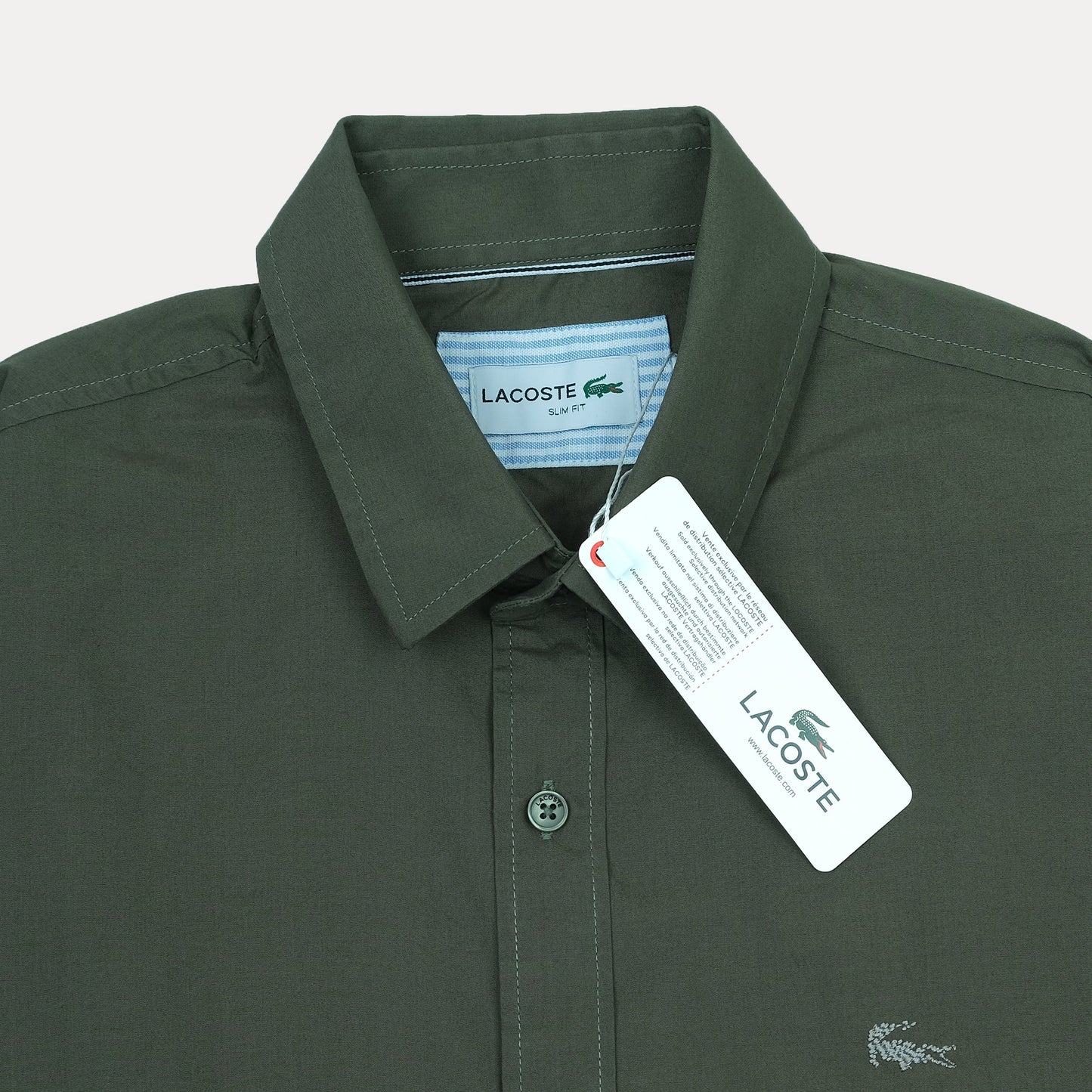 Lacoste Slim Fit Olive Green Elegance Shirt