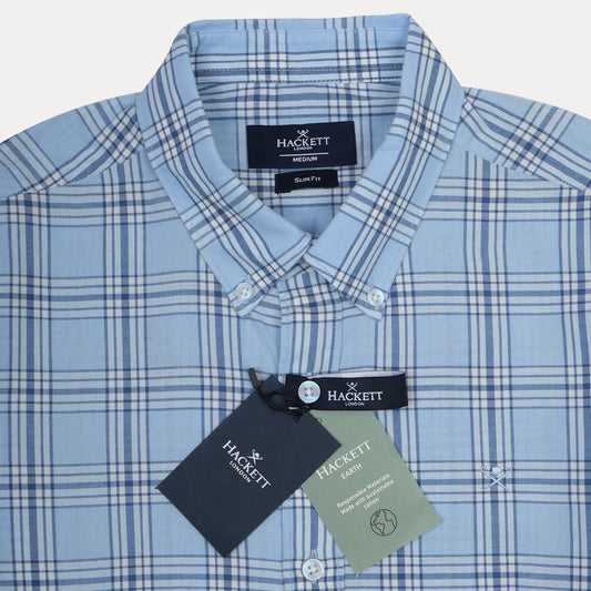 HACKETT Effervescent Sky Checkered Slim Fit Shirt