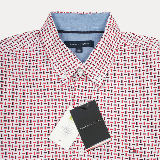 TOMMY HILFIGER Crimson Mosaic Modern Fit Long Sleeve Button-Up Shirt