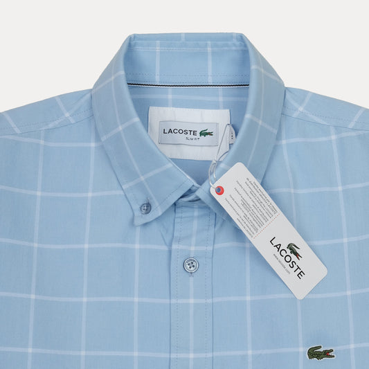 Lacoste Slim Fit Sky Blue Checkered Shirt