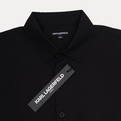 KARL LAGERFELD Chic Noir Graphic Button-Up Shirt