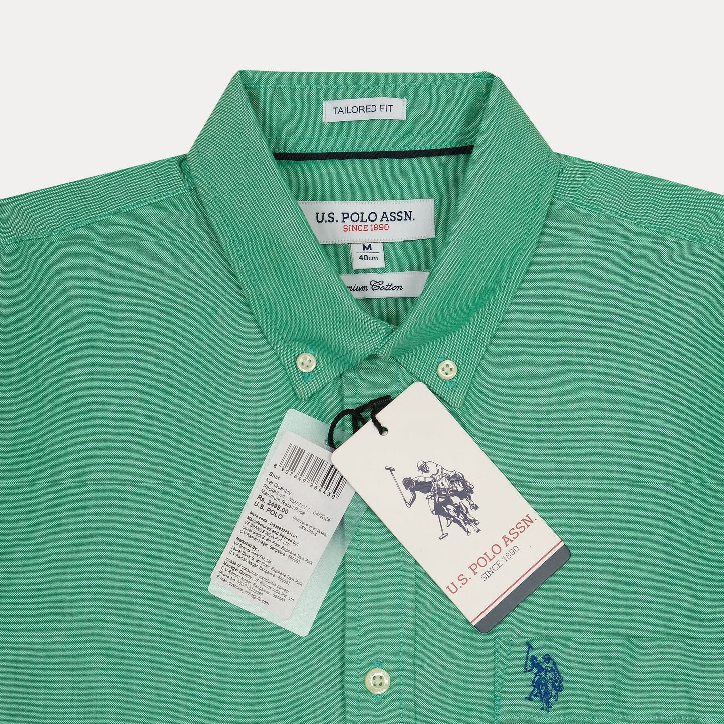U.S. Polo Assn. Tailored Fit Seafoam Green Cotton Oxford Shirt