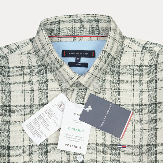 Tommy Hilfiger Organic Cotton Slim Fit Plaid Shirt in Whispering Willow