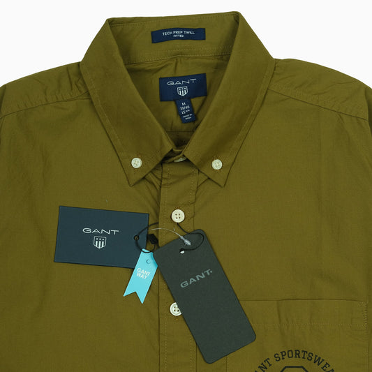 GANT Tech Prep Twill Long Sleeve Shirt in Olive Green