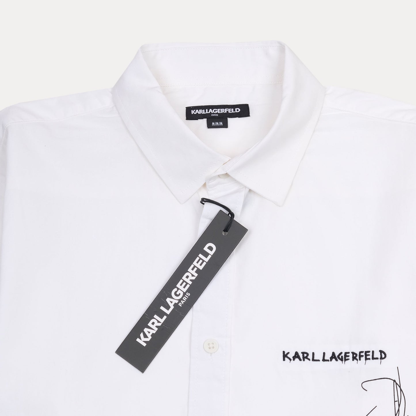 KARL LAGERFELD Elegant White Canvas Shirt with Artistic Illustrations