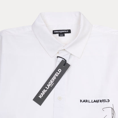 KARL LAGERFELD Elegant White Canvas Shirt with Artistic Illustrations