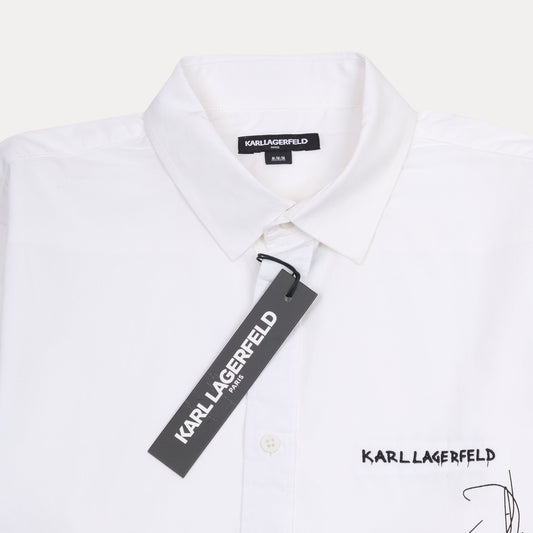 KARL LAGERFELD Elegant White Canvas Shirt with Artistic Illustrations