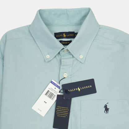 RALPH LAUREN Prismatic Teal Custom Fit Long Sleeve Button-Down Shirt