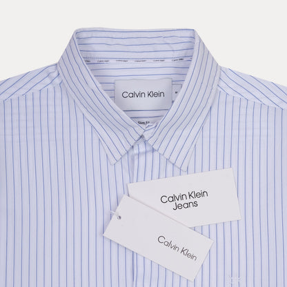 Calvin Klein Striped Elegance Slim Fit Shirt in Serene Sky