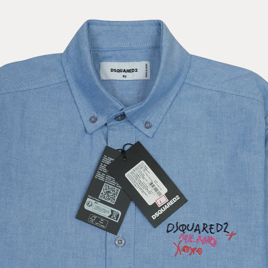 DSQUARED2 Opulent Azure Long Sleeve Button-Up Shirt