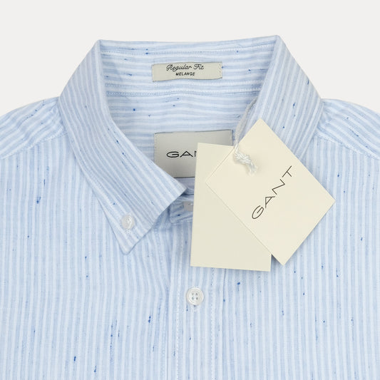 [Mélange Slub Linen] GANT Melange Striped Elegance Shirt in Sky Blue