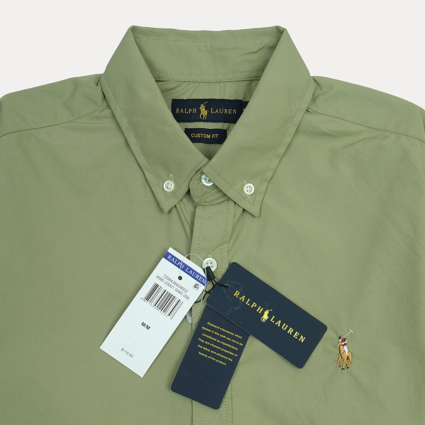 RALPH LAUREN Lucent Juniper Smoke Custom Fit Long Sleeve Button-Down Shirt