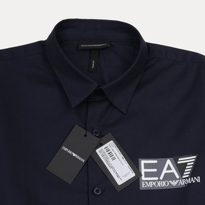 Emporio Armani Elegant Midnight Blue Button-Up Shirt