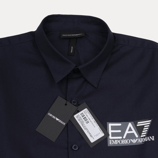 Emporio Armani Elegant Midnight Blue Button-Up Shirt