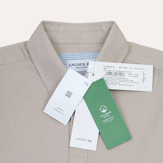 Lacoste Elegant Ecru Cotton Regular Fit Shirt