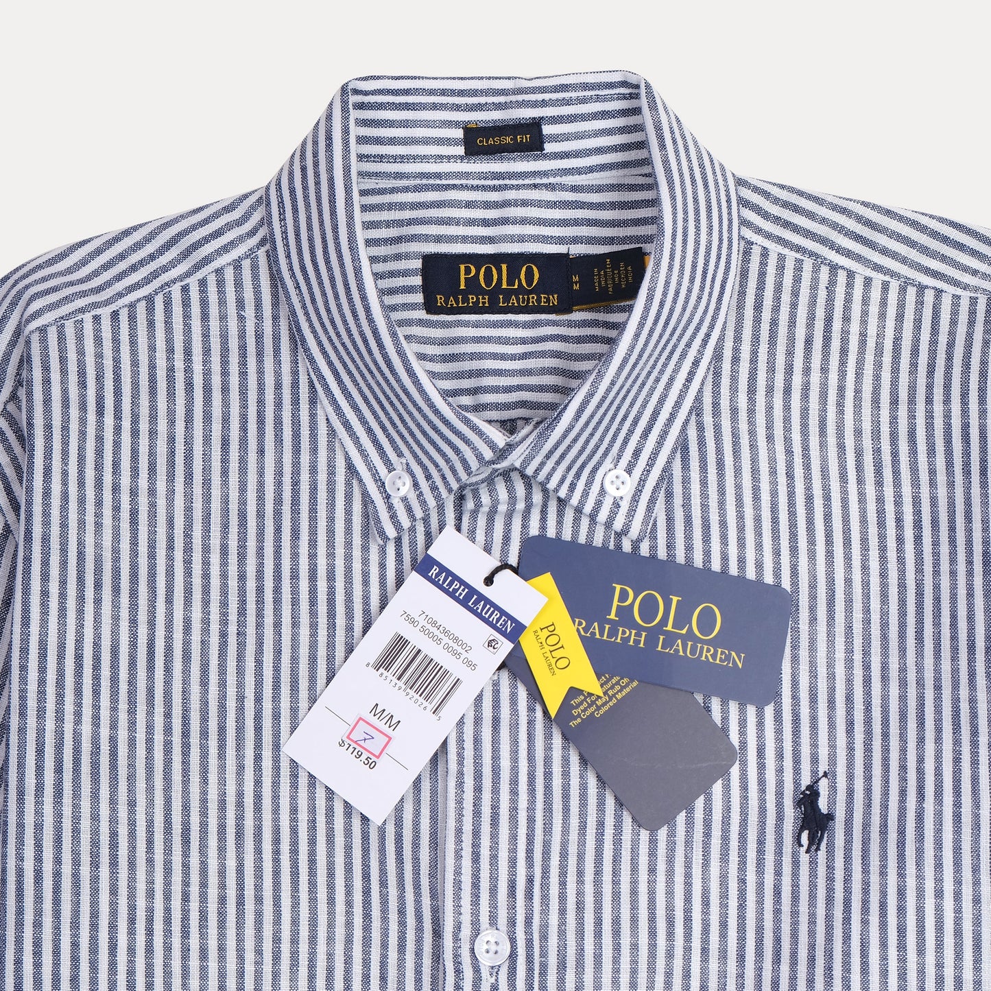 Polo Ralph Lauren Classic Fit Striped Linen Shirt in Nautical Blue