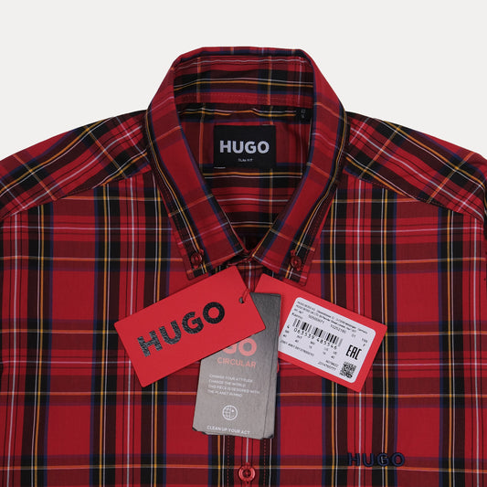 HUGO Dapper Crimson Checkered Slim Fit Shirt