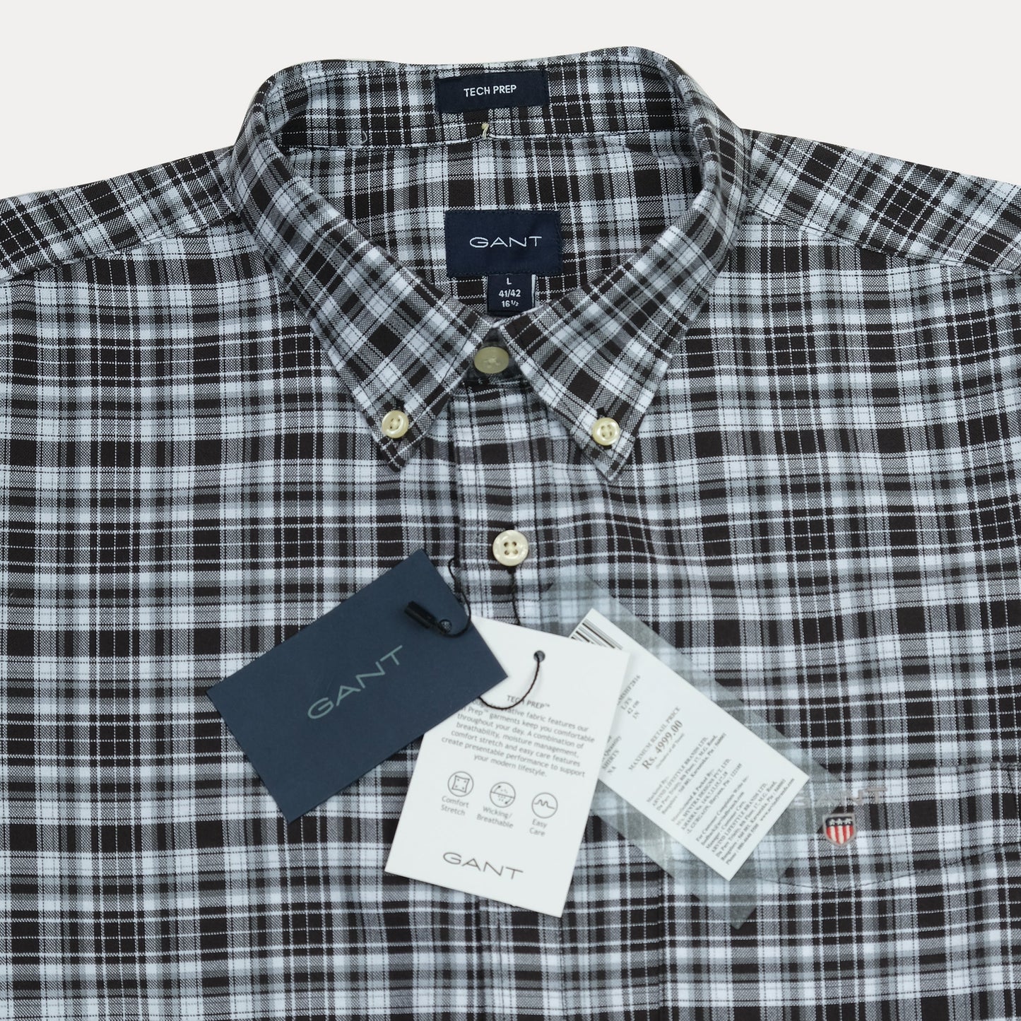 GANT Tech Prep Plaid Perfection Shirt in Charcoal Check