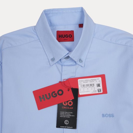HUGO Serene Azure Tailored Fit Long Sleeve Button-Up Shirt