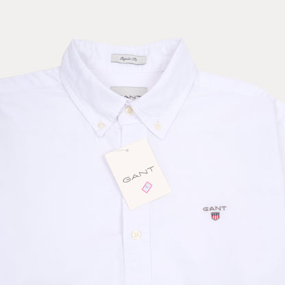 GANT Effortlessly Crisp Short-Sleeve Button-Up Shirt in Pristine White