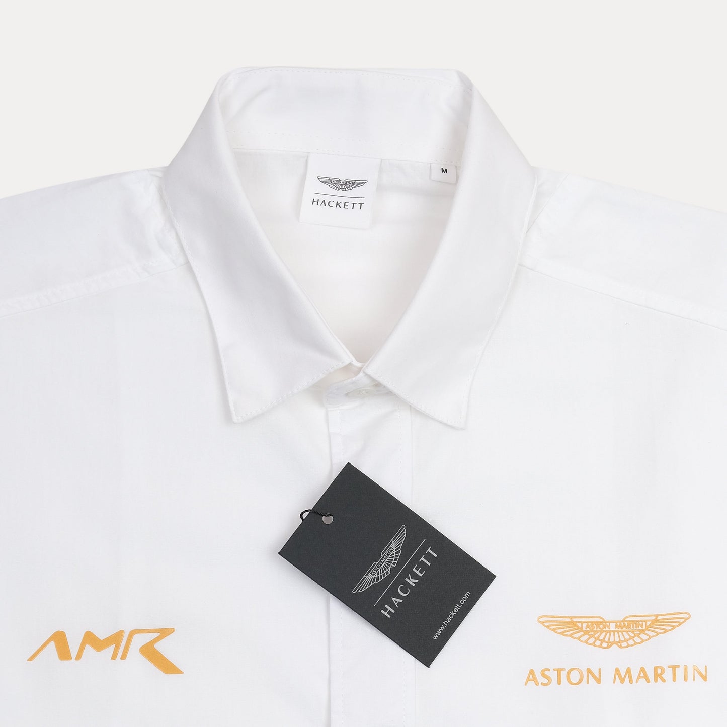 HACKETT Elegant White Cotton Shirt with Aston Martin Accents