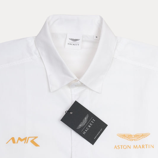 HACKETT Elegant White Cotton Shirt with Aston Martin Accents
