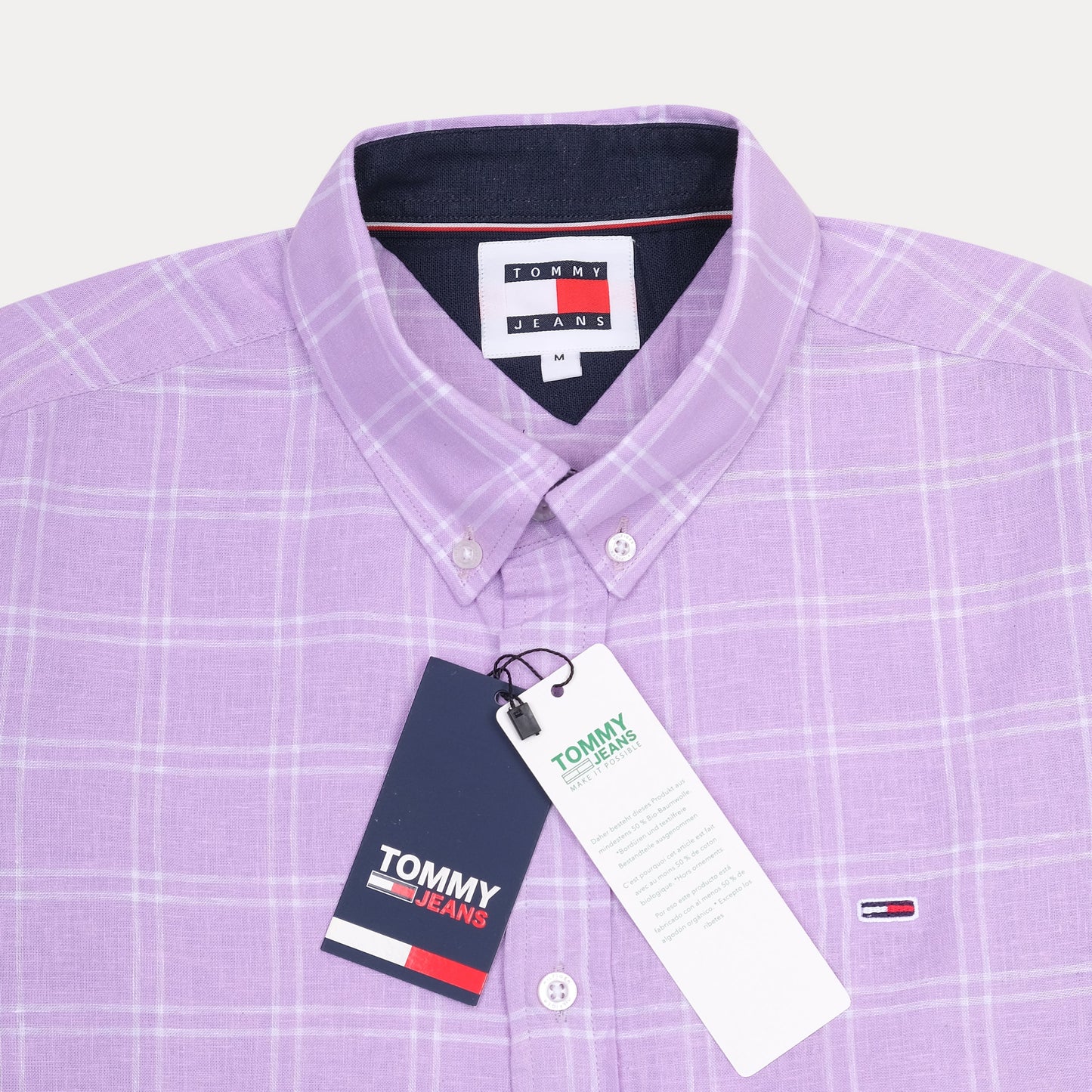 Tommy Jeans Linen Effervescent Lilac Plaid Button-Up Shirt
