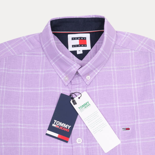 Tommy Jeans Linen Effervescent Lilac Plaid Button-Up Shirt