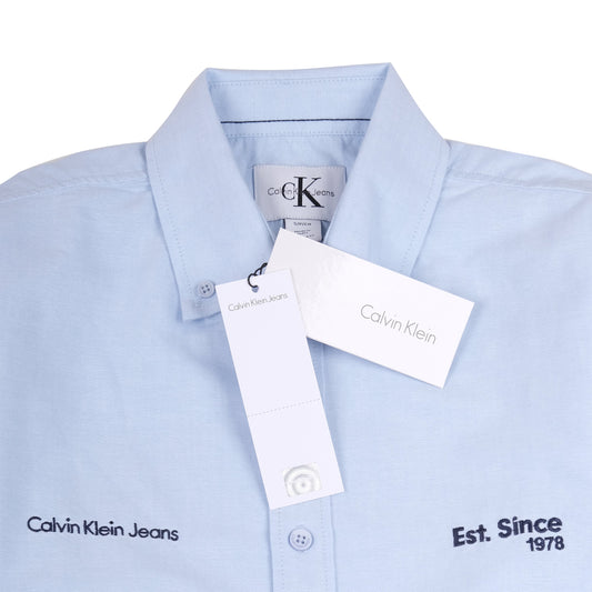 CALVIN KLEIN JEANS Opulent Azure Classic Fit Long Sleeve Button-Up Shirt