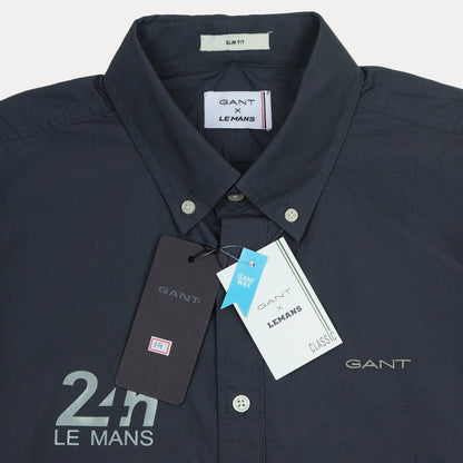 GANT Classic Slim Fit Shirt in Midnight Blue with Le Mans Flair