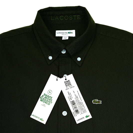 Lacoste Elegant Olive Green Button-Up Shirt