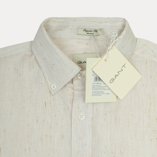 [Mélange Slub Linen] GANT Elegant Melange Button-Up Shirt in Whispering Cream