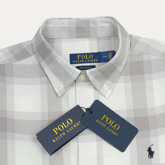 Polo Ralph Lauren Custom Fit Plaid Shirt in Misty Gray