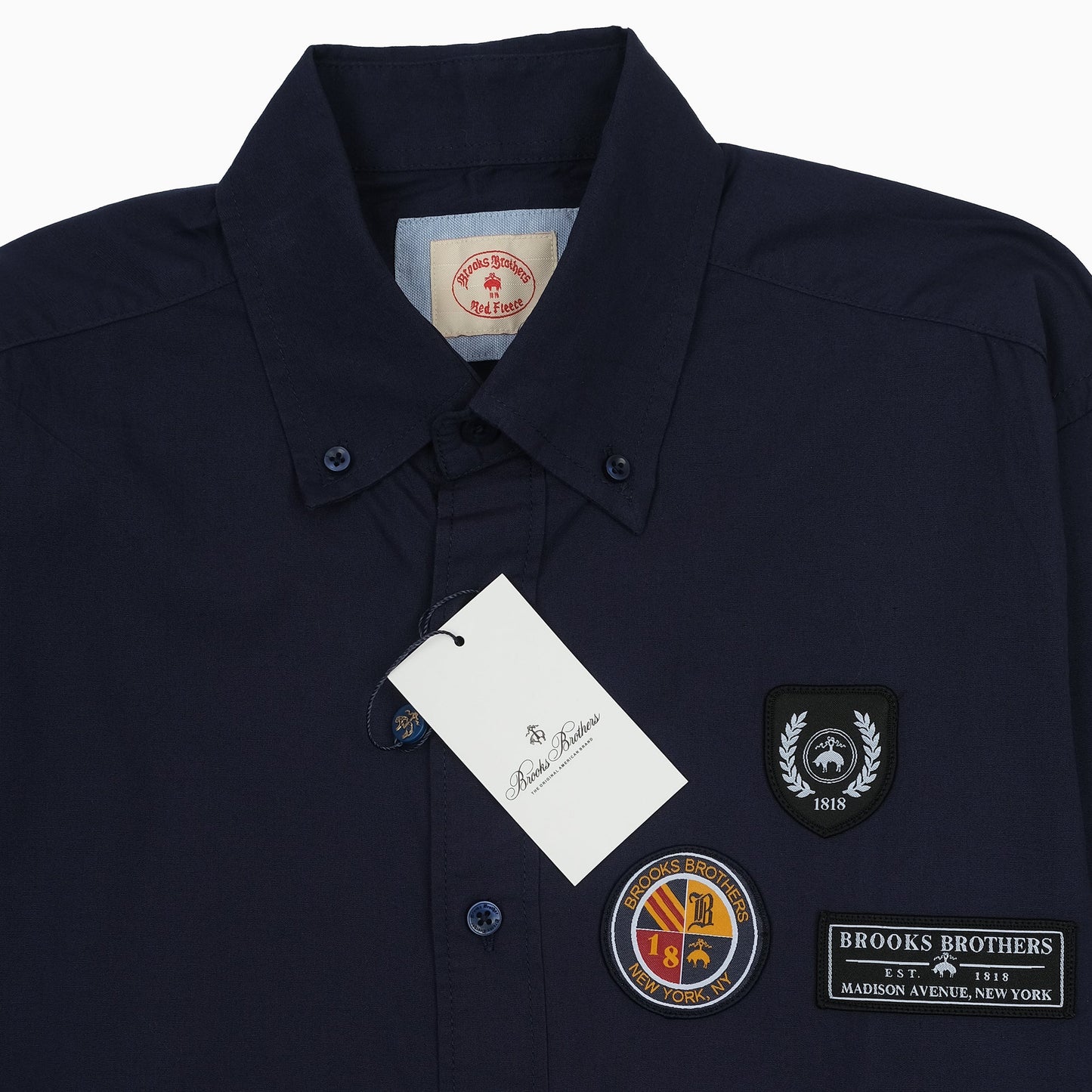 Brooks Brothers Classic Navy Button-Up Shirt with Patches