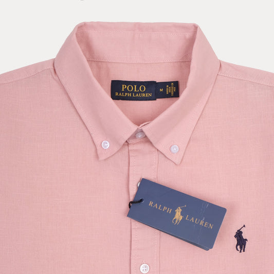 POLO Ralph Lauren SLIM FIT Pink Button-Down Linen Shirt
