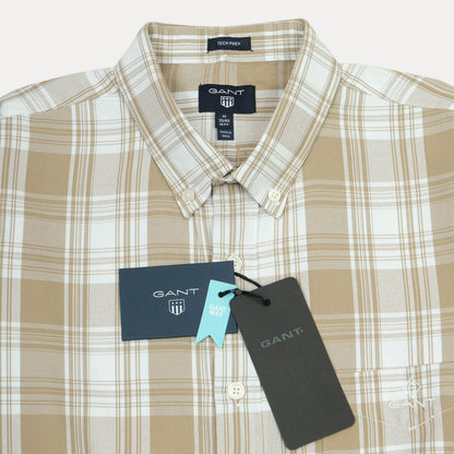 GANT Tech Prep Plaid Shirt in Sandy Beige Delight