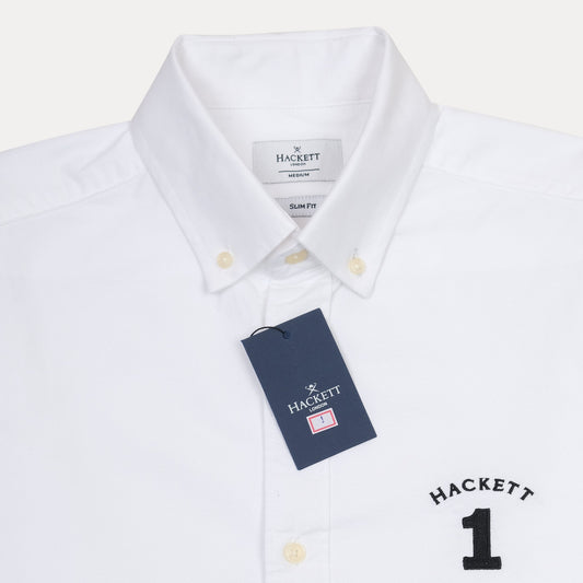 HACKETT Crisp Cotton Classic White Button-Up Shirt