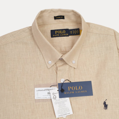 POLO RALPH LAUREN Linen Classic Fit Textured Button-Down Shirt in Beige
