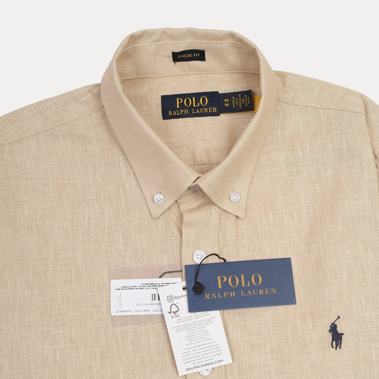 POLO RALPH LAUREN Linen Classic Fit Textured Button-Down Shirt in Beige