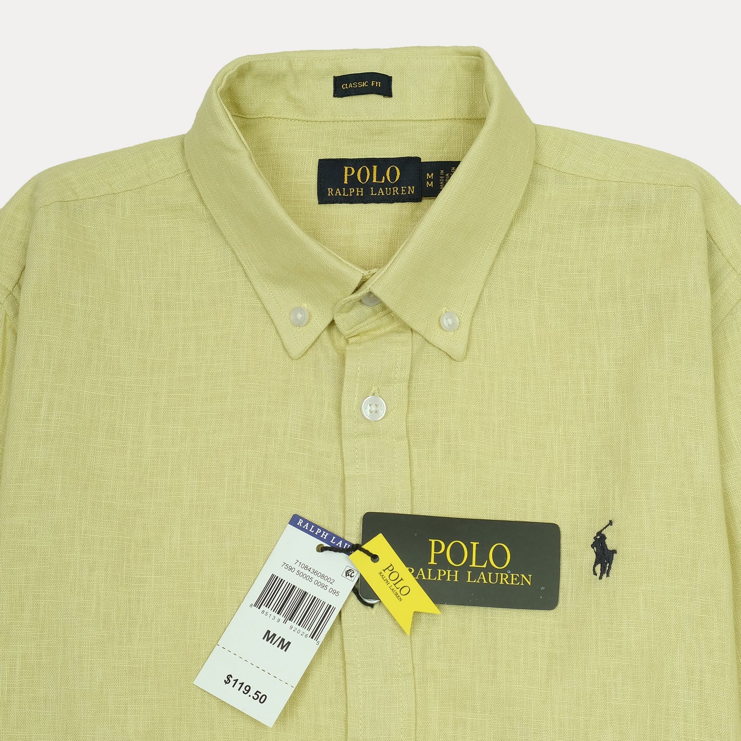 POLO RALPH LAUREN Linen Classic Fit Long Sleeve Button-Down Shirt in Light Yellow