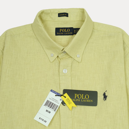 POLO RALPH LAUREN Linen Classic Fit Long Sleeve Button-Down Shirt in Light Yellow