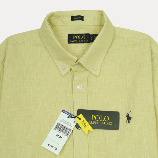 POLO RALPH LAUREN Linen Classic Fit Long Sleeve Button-Down Shirt in Light Yellow