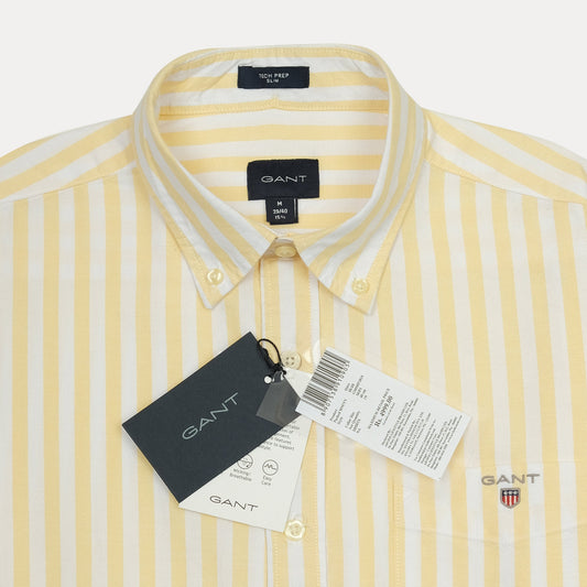 GANT Tech Prep Slim Fit Striped Shirt in Sunlit Yellow
