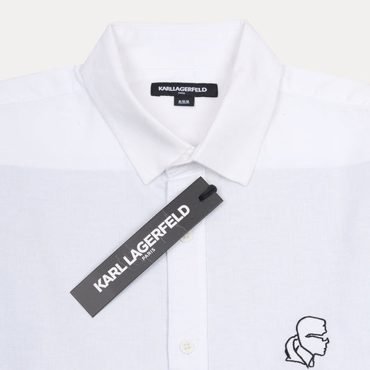KARL LAGERFELD Chic Striped Elegance Shirt in Crisp White