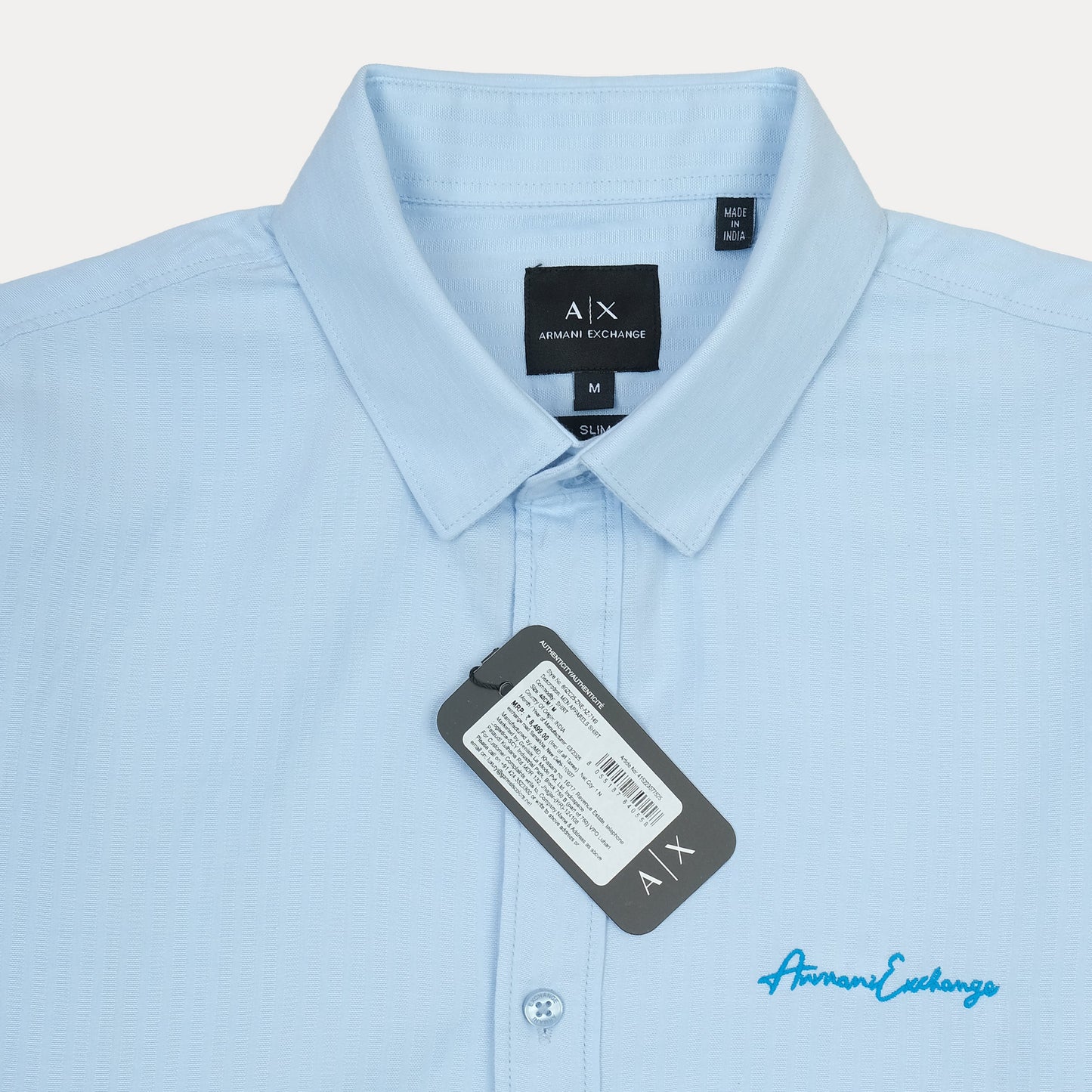 Armani Exchange Light Blue Button-Up Shirt with Logo