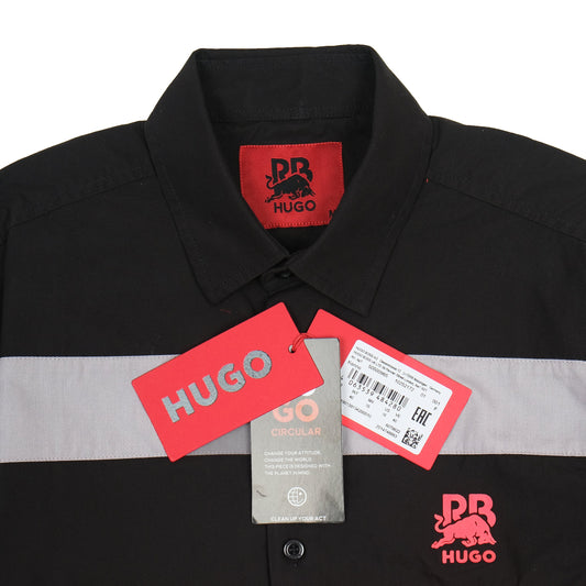 Hugo Boldly Striped Button-Up Shirt in Midnight Black