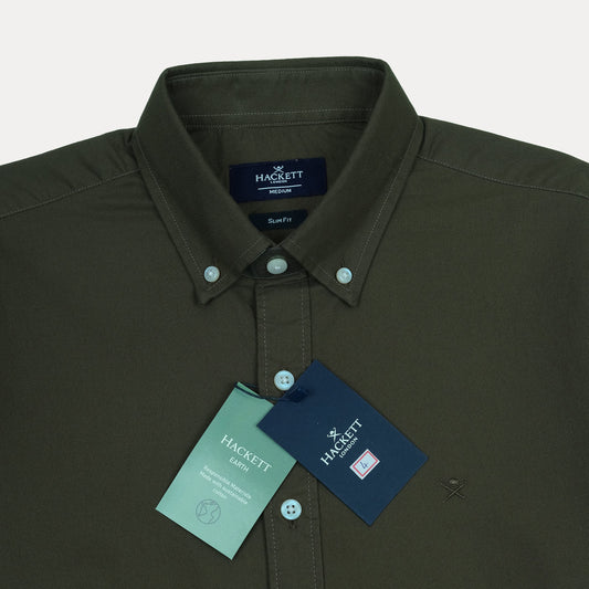 HACKETT Earthy Olive Slim Fit Shirt