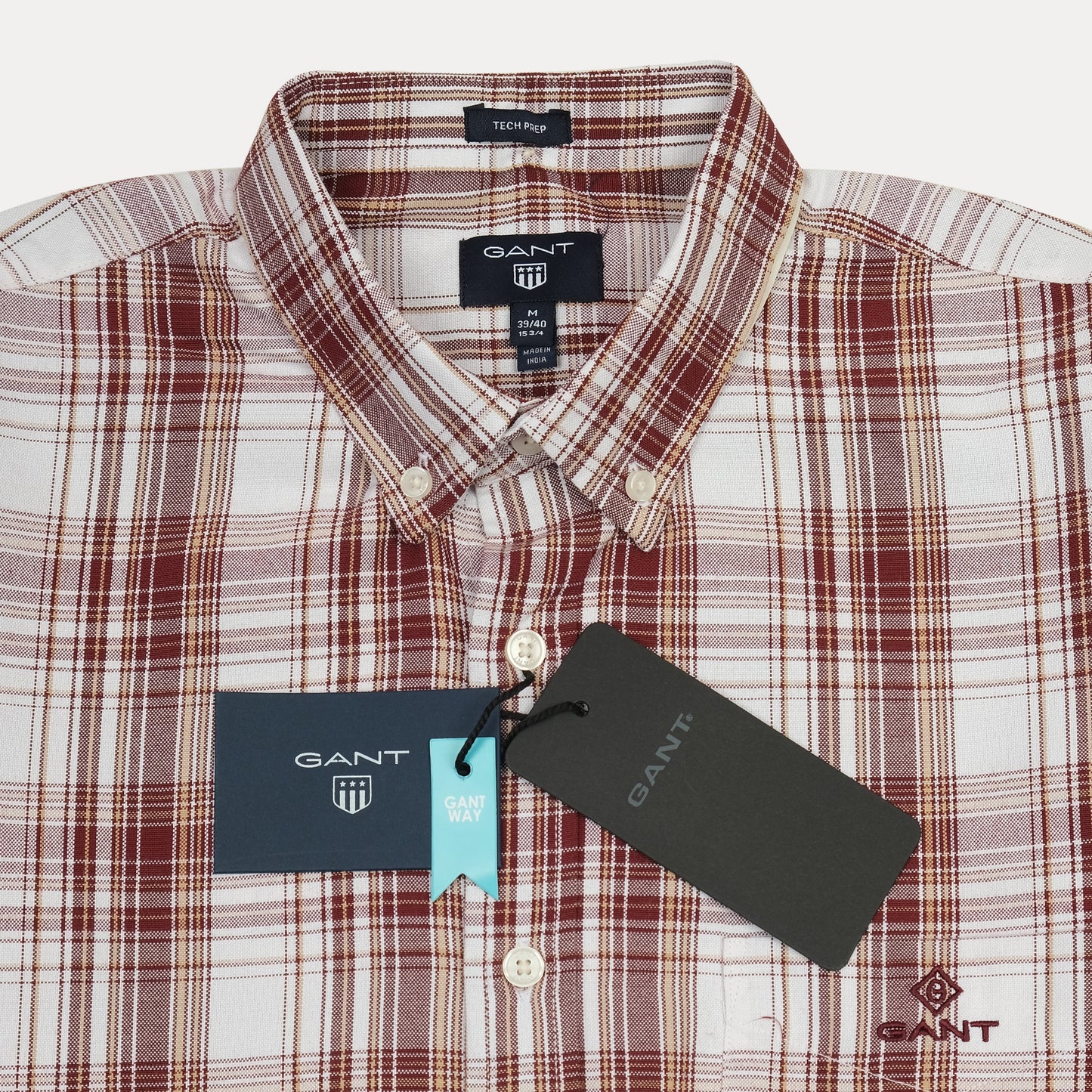 GANT Rustic Plaid Button-Up Shirt in Autumnal Crimson