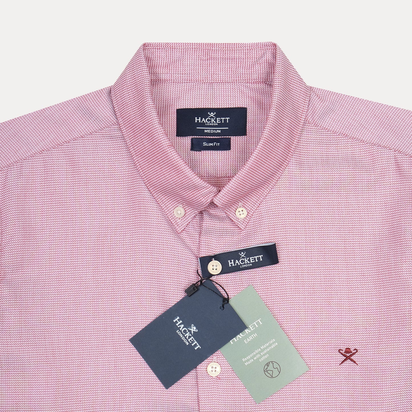 HACKETT Charming Raspberry Textured Slim Fit Shirt